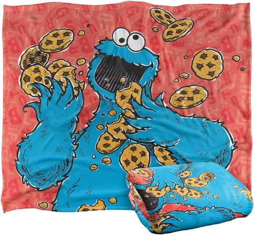 Miniatura 13 de Manta de personaje de Monstruo de Galletas de Plaza Sésamo con licencia oficial, tacto sedoso, manta súper suave, 36 x 58 pulgadas
