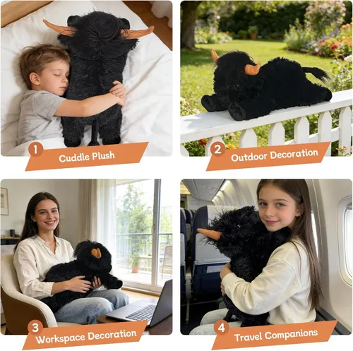 Miniatura 4 de WDXDSOB Animales de Peluche de Vaca Highland con Peso 4.2 Libras Peluche de Vaca Highland con Peso para Niños y Adultos Almohada de Juguete