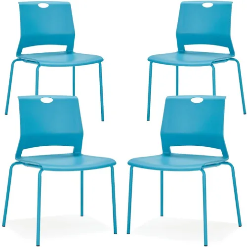 Miniatura 11 de Juego de 4 sillas apilables negras, modernas sillas de oficina para invitados, sillas de comedor apilables, silla de plástico para sala