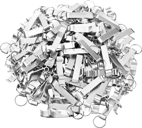 Miniatura 8 de Boao 150 piezas de metal abridor de botellas dividido llavero llavero de aluminio a granel barra de garra de bolsillo de soda bebida cerveza Negro