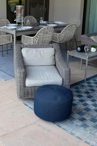Miniatura 4 de BIRDROCK HOME Puf otomano para exteriores Taburete impermeable tejido a mano con relleno de bolsa de cuentas Reposapiés bohemio para patio, sala