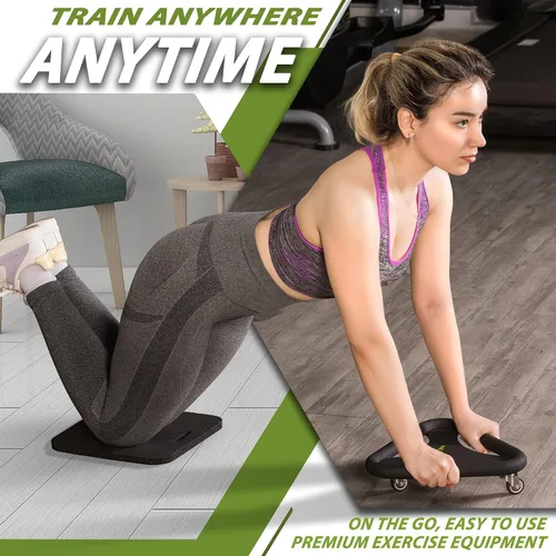 Miniatura 2 de BODY RHYTHM Entrenador de entrenamiento de fuerza para abdominales y núcleos, máquina de ejercicio con ruedas abdominales con alfombrilla de rodilla