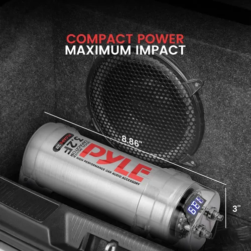 Miniatura 5 de Pyle Condensador de potencia digital de 3.2 farad para sistemas de audio de automóvil, pantalla LED azul de voltaje, protección contra sobrevoltaje