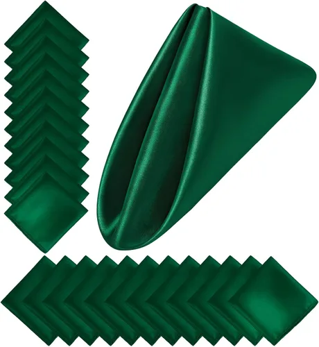 Aneco Servilletas cuadradas de satén de 24 piezas de 20 x 20 pulgadas, servilletas de cena de boda, fiesta, servilletas de mesa suaves para bodas