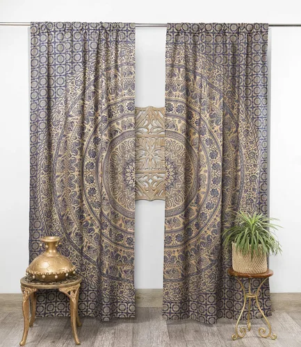 Miniatura 15 de Popular Handicrafts - Cortinas de ventana de cocina con diseño de mandala hippie indio, Elefante Bohemio, hermosas cortinas para dormitorio, sala