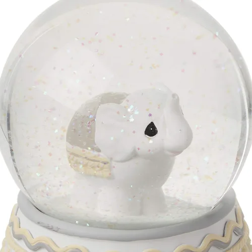 Miniatura 2 de Precious Moments Bola de nieve musical de elefante de resina/cristal, cheurón gris