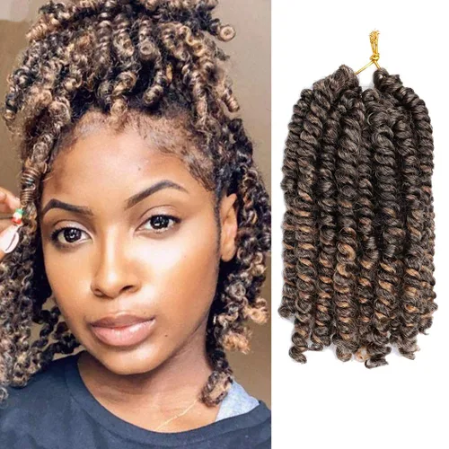 Miniatura 17 de Dorsanee Extensiones de cabello sintético corto estilo Bob Spring Twist de 6 pulgadas, 6 paquetes de extensiones de cabello sintético pretrenzado