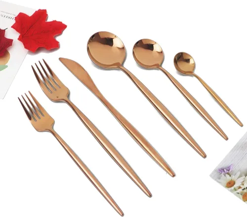 Miniatura 10 de JASHII Juego de cubiertos de 20 piezas, utensilios de acero inoxidable 18/10, servicio para 4, regalo de cubiertos resistentes, apto