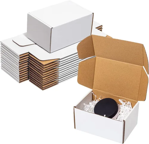 Wowxyz Cajas de envío blancas de 6 x 4 x 3 pulgadas, paquete de 25 cajas de correo de cartón corrugado para pequeñas empresas - Suministros de