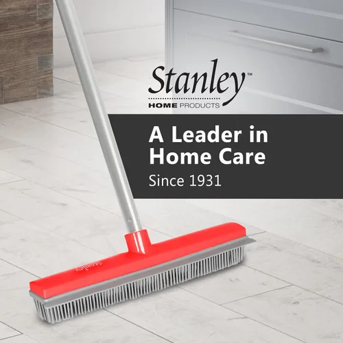 Miniatura 6 de Stanley Home Products Escoba de goma con mango ajustable, para alfombras, suelos, escaleras, tapicería, acción electrostática que elimina