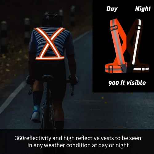 Miniatura 3 de Chaleco reflectante de 2 piezas, correas de seguridad reflectantes ajustables de alta visibilidad, equipo para correr, ciclismo, caminar, montar
