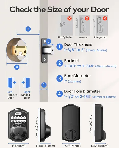 Miniatura 5 de TEEHO TE012W - Cerradura inteligente WiFi, cerradura de puerta con huella dactilar con Wi-Fi incorporado, cerradura inteligente sin llave