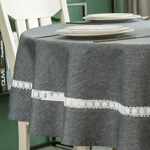 Miniatura 38 de EHouseHome Mantel de tela resistente con encaje blanco, impermeable, sin arrugas, resistente a las manchas, a prueba de aceite, para comedor