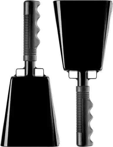 Miniatura 10 de Steel Cow Bell Noise Makers: cencerros de percusión de mano para eventos deportivos, cencerro grande de 8 pulgadas con asa para juegos de fútbol, Rad