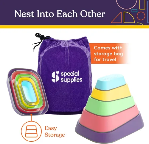 Miniatura 2 de Special Supplies Juego de 5 piedras de equilibrio para niños para uso en interiores y exteriores, bloques de equilibrio que promueven