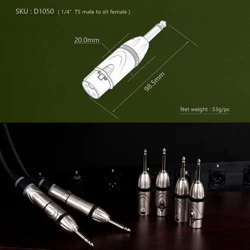 Miniatura 4 de 1/4"/6.35MM Mono/TS macho a XLR hembra adaptador de audio Accesorios de guitarra (D1050)