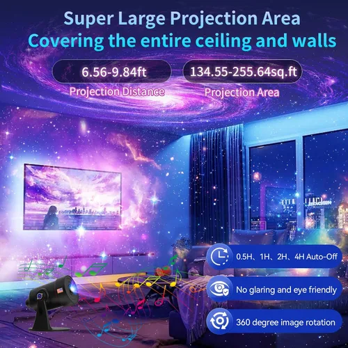 Miniatura 6 de Proyector de galaxia [ruido blanco] con máquina de sonido, 28 sonidos relajantes, función de memoria, temporizador para dormir, luz de estrellas