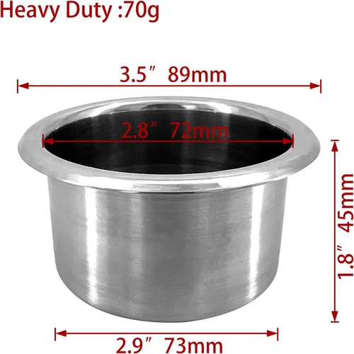 Miniatura 3 de ISURE MARINE 4 portavasos antiderrames de acero inoxidable de 3 pulgadas con arandela antideslizante, soporte para tazas de mesa de póquer