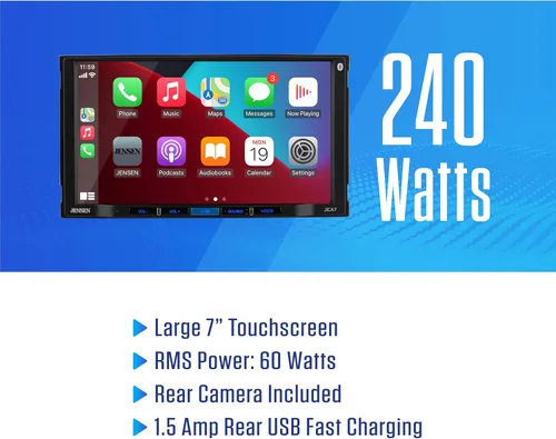Miniatura 11 de JENSEN J1CA7-BUC Apple CarPlay Android Auto certificado de 7 pulgadas Radio estéreo de coche con pantalla táctil doble DIN Llamadas manos libres