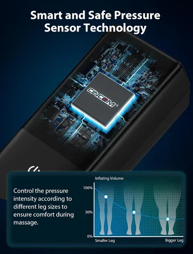 Miniatura 7 de Masajeador de piernas inalámbrico CINCOM, compresión de aire para dolor y circulación 3 massage modes, 10 intensities, 5 timers, Rechargeable