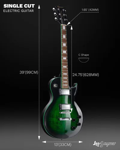 Miniatura 5 de Leo Jaymz Guitarra eléctrica serie SC - Cuerpo de caoba, diapasón de laurel, humbuckers duales, puente Tune-O-Matic, cuello C, afinadores 18:1