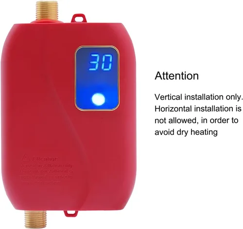 Miniatura 6 de Calentador de agua sin tanque Calentador de agua caliente instantáneo Mini calentador de agua caliente para cocina baño 3000 W 110 V rojo