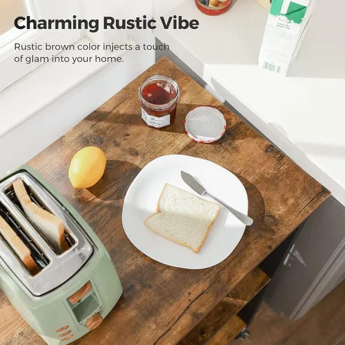 Miniatura 4 de VASAGLE Estante de cocina con ruedas, carrito de servicio de 23.6 pulgadas con 3 estantes, carrito de cocina, estante de microondas, para mini