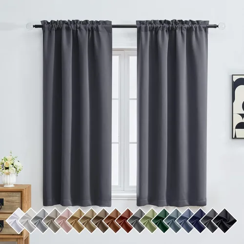 Miniatura 191 de OVZME Cortinas opacas turquesa para tratamiento de ventanas pequeñas, cortinas cortas con bloqueo de luz para ventana de cocina sobre el fregadero