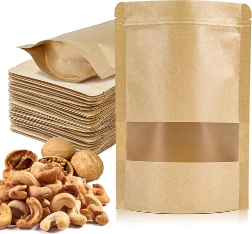 Miniatura 8 de MAQIHAN 50 bolsas de pie – 3.5 x 5.5 pulgadas, bolsas de papel kraft resellables Ziplock para ventana, envasado de alimentos casero, bagel, pan