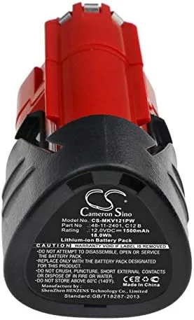 Miniatura 3 de 12v Compatible con batería Milwaukee 48112401, 48-11-2401, 48-11-2402, 48112411 49-24-0146, C12 D, C12 DD, C12 FM, C12 HZ, C12 HZ-0, C12 HZ-202 C
