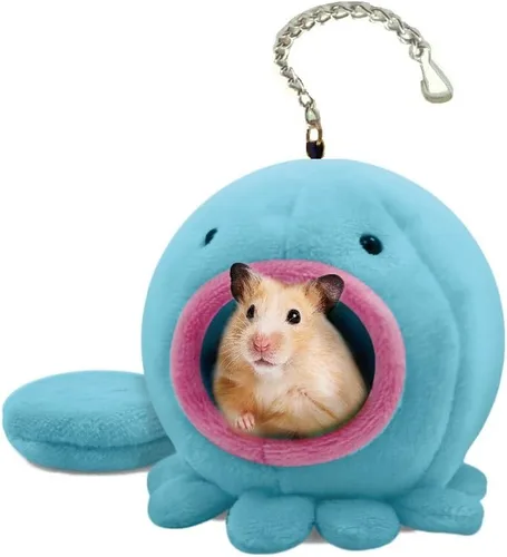 Hámster para mascotas, cama cálida, cabaña de forro polar, lindo nido de juguete para pequeños ratones, ratas, planeadores de azúcar, chinchilla,