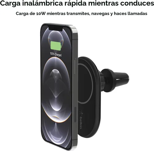 Miniatura 4 de Belkin Cargador de Coche Magnético Inalámbrico Compatible con MagSafe 10W - Cargador Inalámbrico, Soporte Magnético para Ventilación de Coche