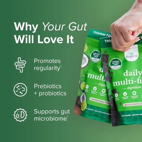 Miniatura 3 de nbpure Mezcla diaria de fibra en polvo para la salud digestiva, apoyo del colesterol, control saludable del peso, con fibra prebiótica, insoluble