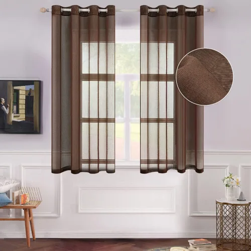 Miniatura 34 de MIULEE - Cortinas transparentes para ventana (2 paneles). Cortinas elegantes., Poliéster & Mezcla de poliéster, Blanco