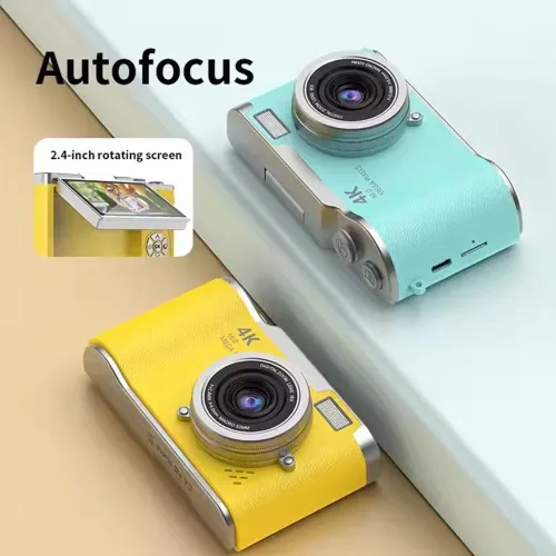Miniatura 7 de Cámara digital 4K para fotos, cámara retro portátil con pantalla abatible, cámara retro compacta para exteriores (negro, 1 juego)
