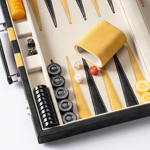 Miniatura 2 de Juegos de backgammon de 15 pulgadas para adultos, tablero clásico de backgammon con dados de damas únicos, exterior de piel sintética e