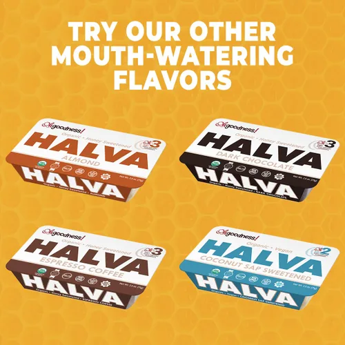 Miniatura 8 de OhGoodness! Halva de miel orgánica, paquete de 3, solo dos ingredientes simples, aperitivo y postre para derretir en la boca, golosina endulzada