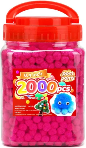 Miniatura 28 de Iooleem Pompones rosados – Tamaño surtido, 1200 piezas con ojos móviles, opciones de purpurina, perfectos para artes y manualidades