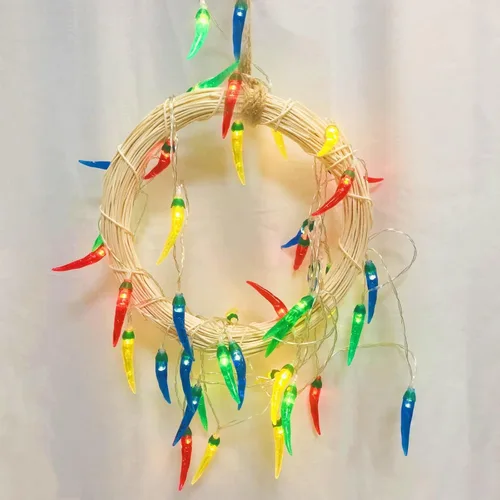 Miniatura 8 de Guirnalda de luces rojas de chile y pimienta, luces de noche de hadas, guirnalda de cobre, lámpara colgante con pilas para decoración del hogar