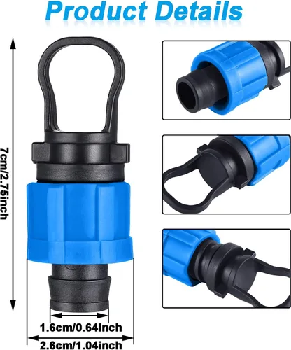 Miniatura 2 de Hotop Tapón de extremo de tubo de riego por goteo, 1/2 pulgada, acoplamiento de enchufe universal, tapa de extremo de riego por goteo, para todas