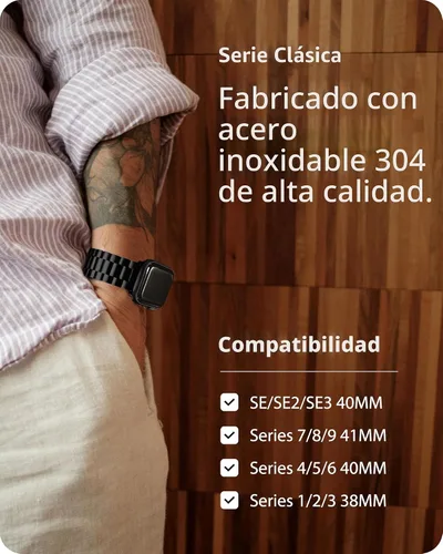 Miniatura 3 de Fullmosa Banda de Metal Compatible con Correas de Apple Watch de 1.61, 1.58, 1.5, 1.81, 1.93, 1.77, 1.73, 1.65 pulgadas, Correa iWatch con Estuche