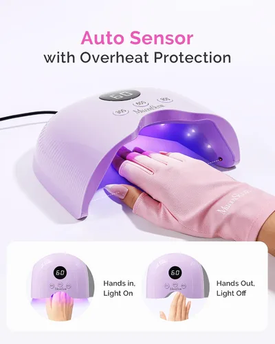 Miniatura 6 de MelodySusie Lámpara de uñas LED compacta con guantes UV, secadora de uñas P-PLUS30A con sensor inteligente que cura todos los geles, especialmente