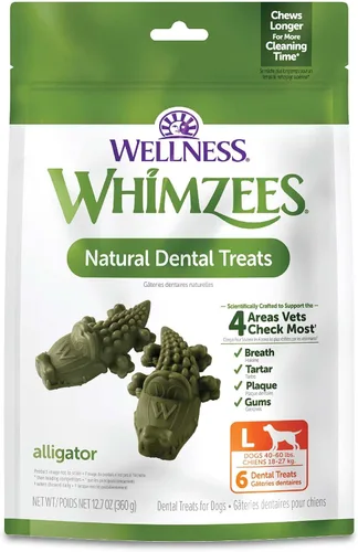Miniatura 10 de Whimzees Wellness Alligator - Golosinas dentales para perros, masticables naturales, tamaño mediano, (12 unidades)