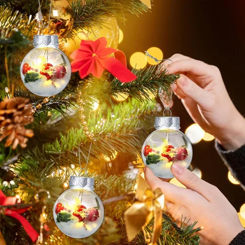 Miniatura 7 de Soaoo Juego de 100 bolas de adorno de Navidad de 1.96 pulgadas, bolas rellenables de plástico transparente, para árbol de Navidad, decoración