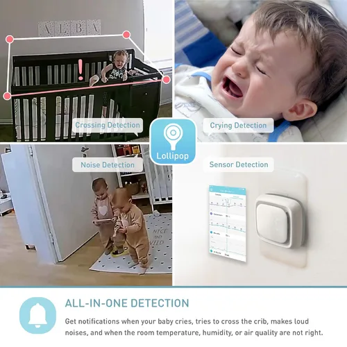 Miniatura 4 de Lollipop Monitor de bebé (algodón de azúcar) - Cámara inteligente Wi-Fi completa de detección real de llanto con plan adicional en la aplicación