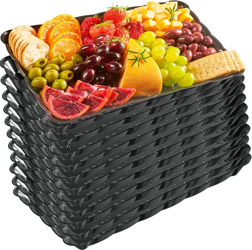Miniatura 14 de Plasticpro - Bandejas de plástico para servir, rectangulares, 9 x 13 pulgadas, plato desechable para fiesta, incluye 4 bandejas Transparente