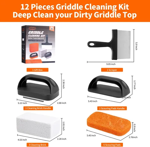 Miniatura 7 de Kit de limpieza de plancha para Blackstone, kit de limpieza de parrilla plana para exteriores, accesorios de limpieza de plancha, cepillo