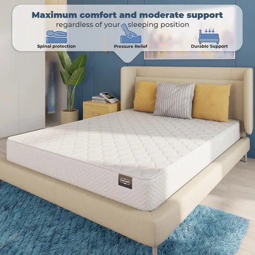 Miniatura 5 de Colchón Queen de 6 pulgadas, 60 x 80 pulgadas, color blanco, híbrido firme medio para cama, colchón tamaño Queen Bonnell Springs Tight Euro Top