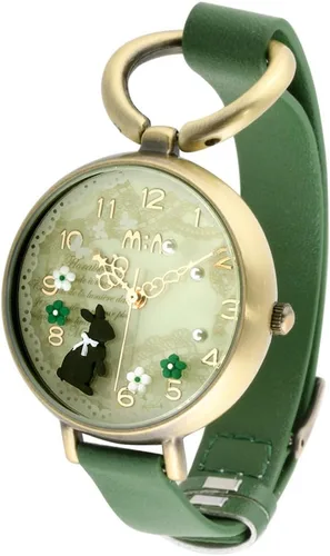 DREAMING Q&P Lindos Bowknot Bunny Girls Teenagers' Relojes de pulsera, esfera de mariposa, correa de cuero caja dorada fq062, Moda