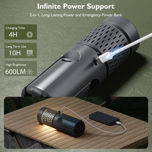 Miniatura 5 de Luces telescópicas para acampar, linterna de camping recargable, luz portátil para tienda de campaña al aire libre, senderismo, emergencia, pesca